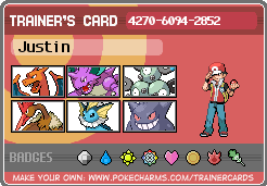 Justin's Trainer Card