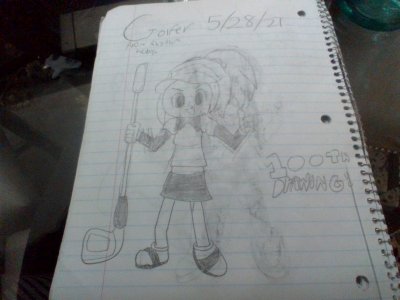 Drawing of Female Golfer From the Rhythm Heaven Series